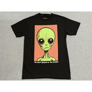 Alien Shirt Mens Small Black We Don't Believe In You Either Graphic Tee MELMARC